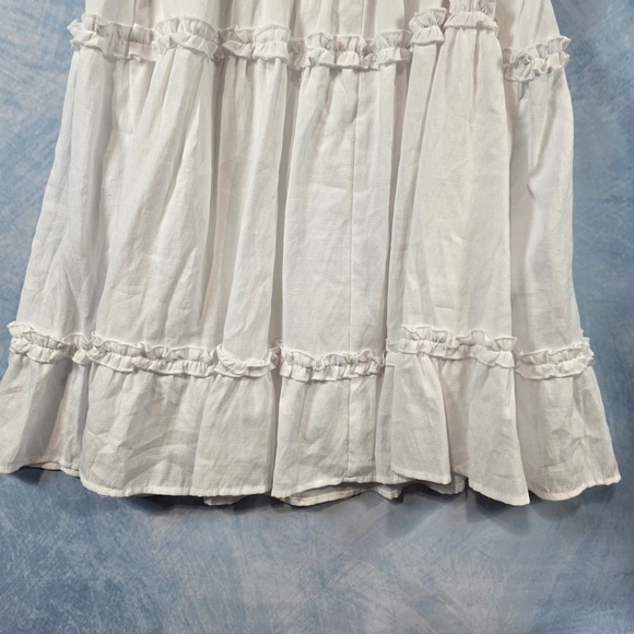Trixxi Womens White Tiered Ruffle Mini Dress Smocked Back Spaghetti Strap Size M - Picture 5 of 6